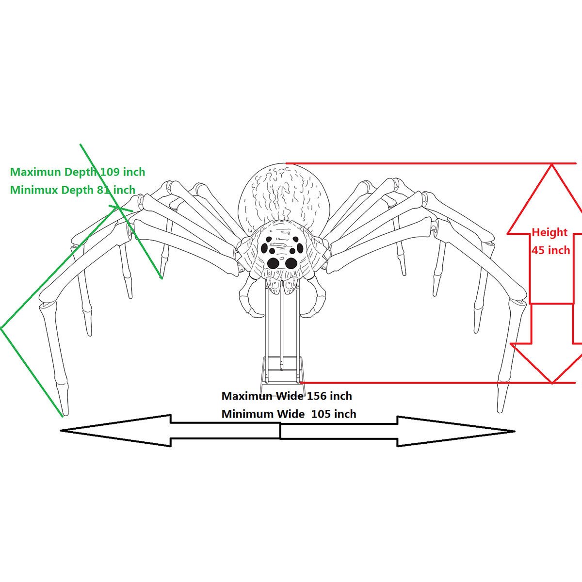 Halloween 4ft (1.2m) Giant Mutant Spider with Lights & Sounds