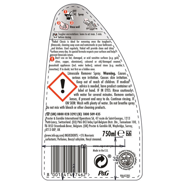 Viakal Limescale Removal Spray, 3 x 750ml Costco UK