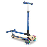 Globber Primo Wood Foldable Scooter With Lights in Navy Blue (3+ Years)