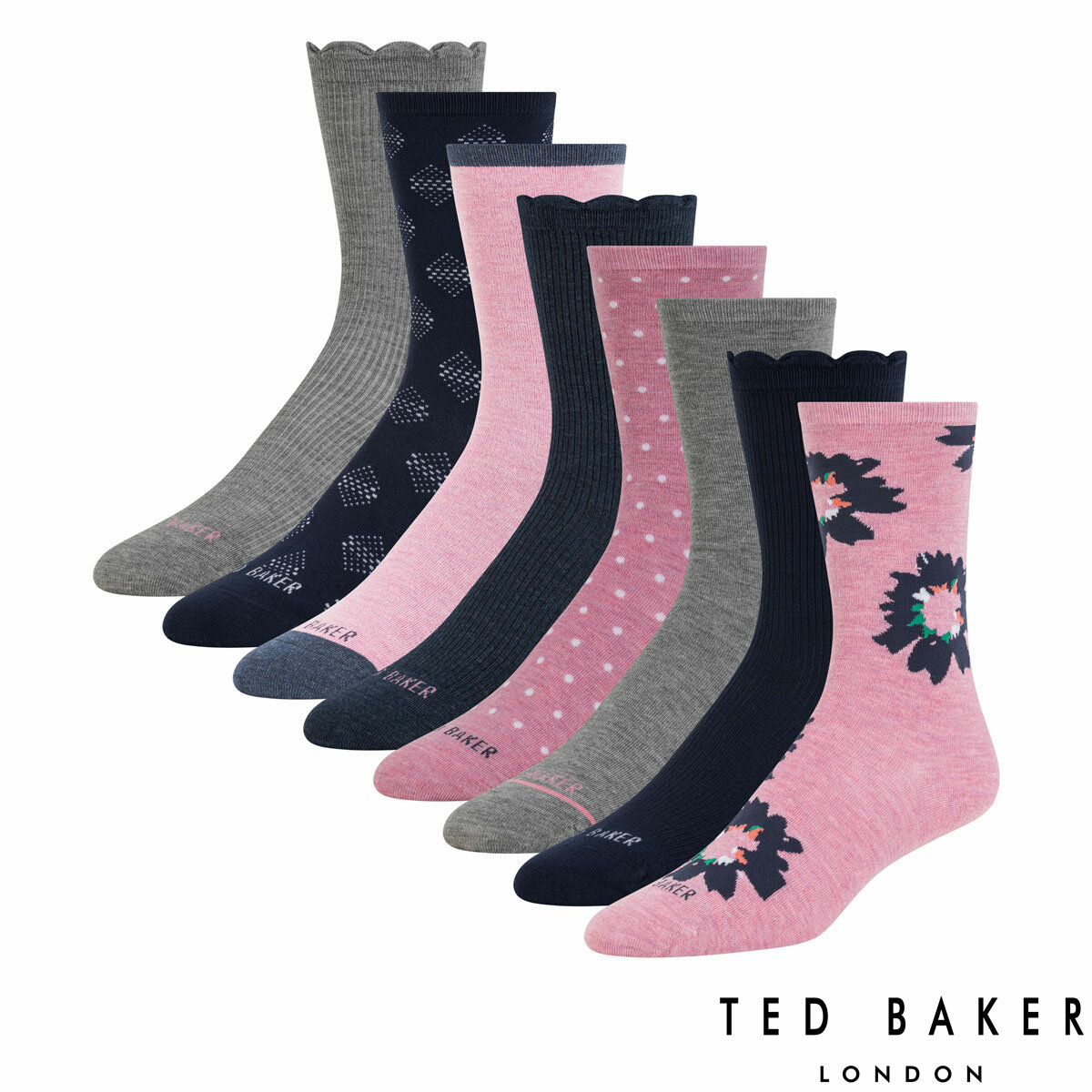 Ted Baker Women's Crew Sock, 8 Pack