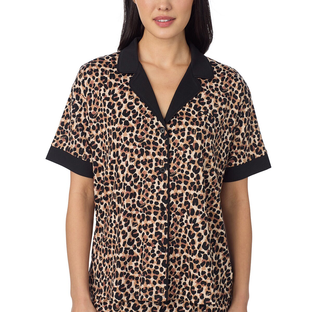 DKNY Ladies Notch Collar 3 Piece PJ Set in Animal Print