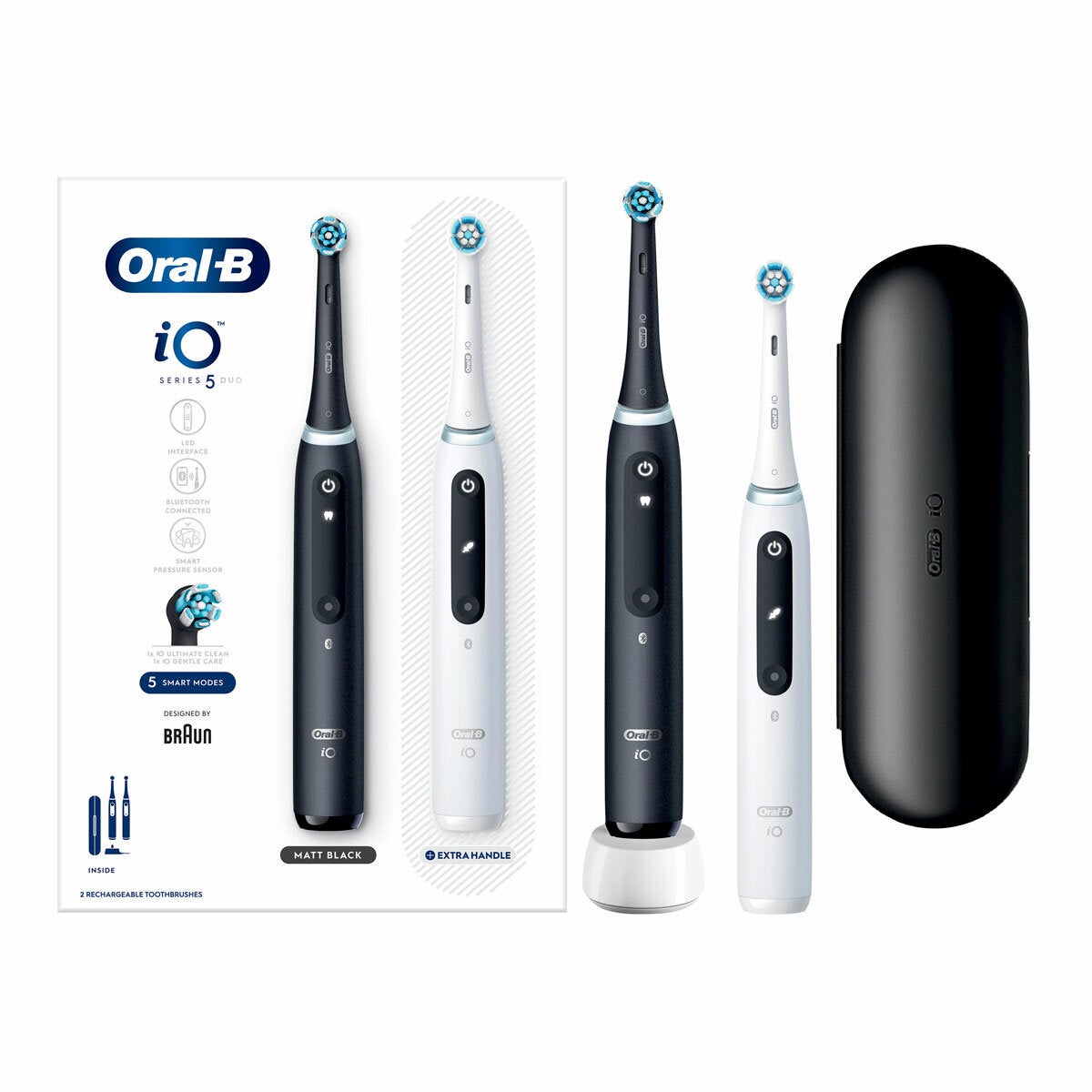 Image of Oral b io5 Duo Pack in Matte Black and Quiet White