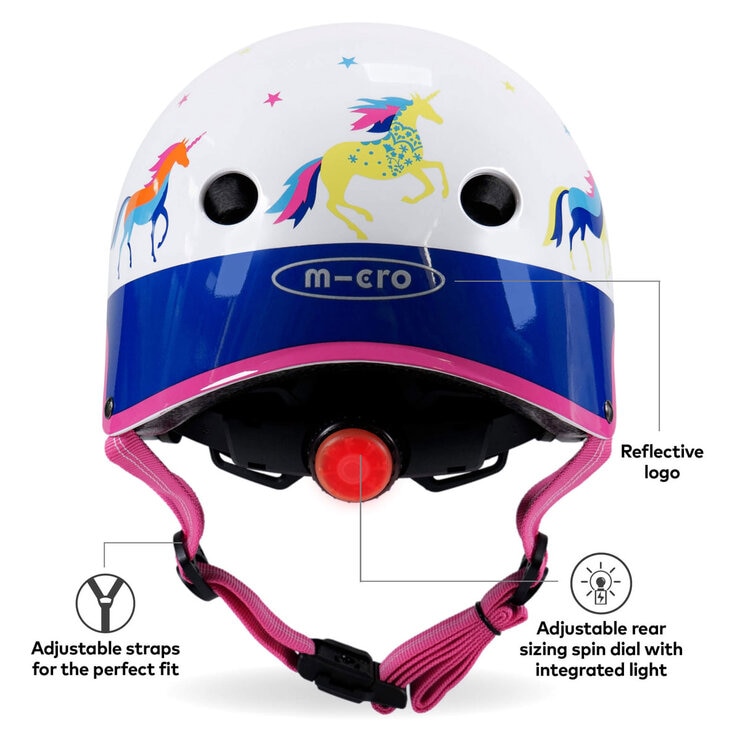 Micro Mini Foldable Pink Scooter with Unicorn Helmet and Pink Bell (2+ Years)