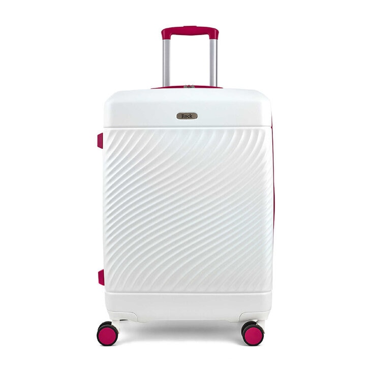 ROCK Love Island Medium Suitcase White/Pink ROCK Love Island Medium Suitcase White/Pink