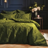 Paoletti Palmeria Velvet Moss Duvet Cover Set in 3 Sizes