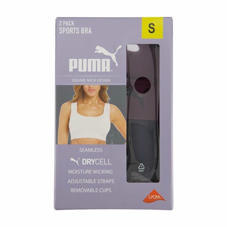 Puma Square Neck Sports Bra 2 Pack