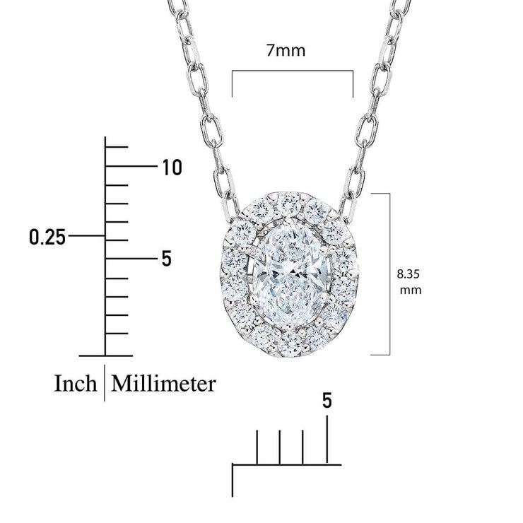 0.40ctw Oval Cut Diamond Halo Pendant, 14ct White Gold 0.40ctw Oval Cut Diamond Halo Pendant, 14ct White Gold