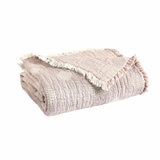 Life Comfort Reversible 100% Cotton Gauze Pink Throw, 127 x 162 cm