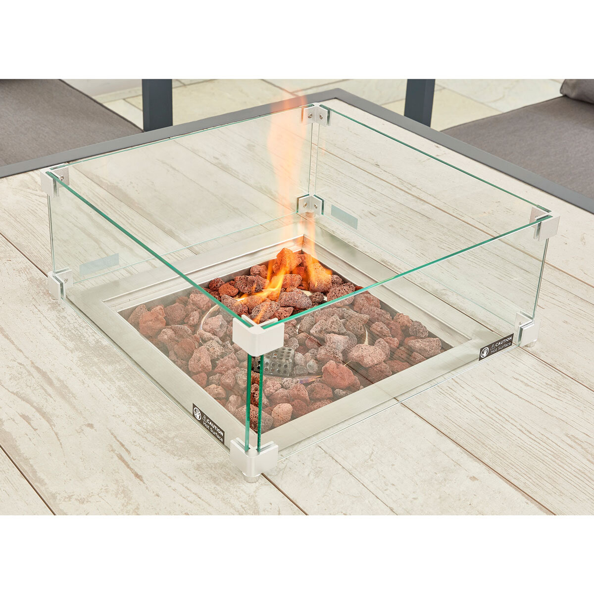 Stone Garden 5 Piece Deep Seating Fire Patio Set in White