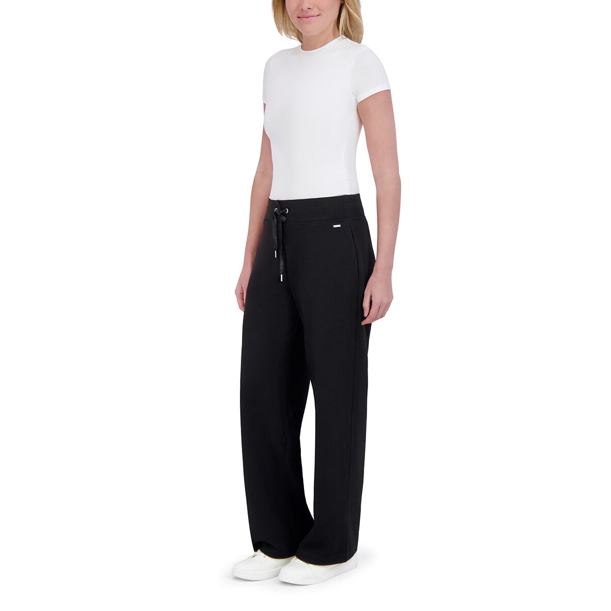 DKNY Ladies Waffle Knit Pant in Black