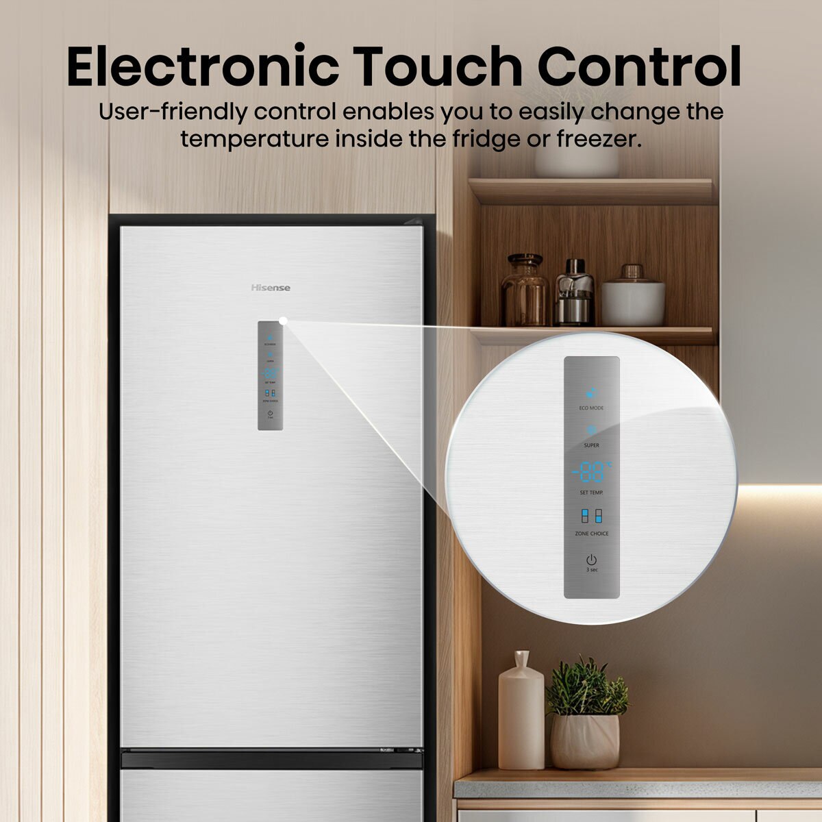 Hisense RB395N4BCE Fridge Freezer, E Rated in Stainless Steel