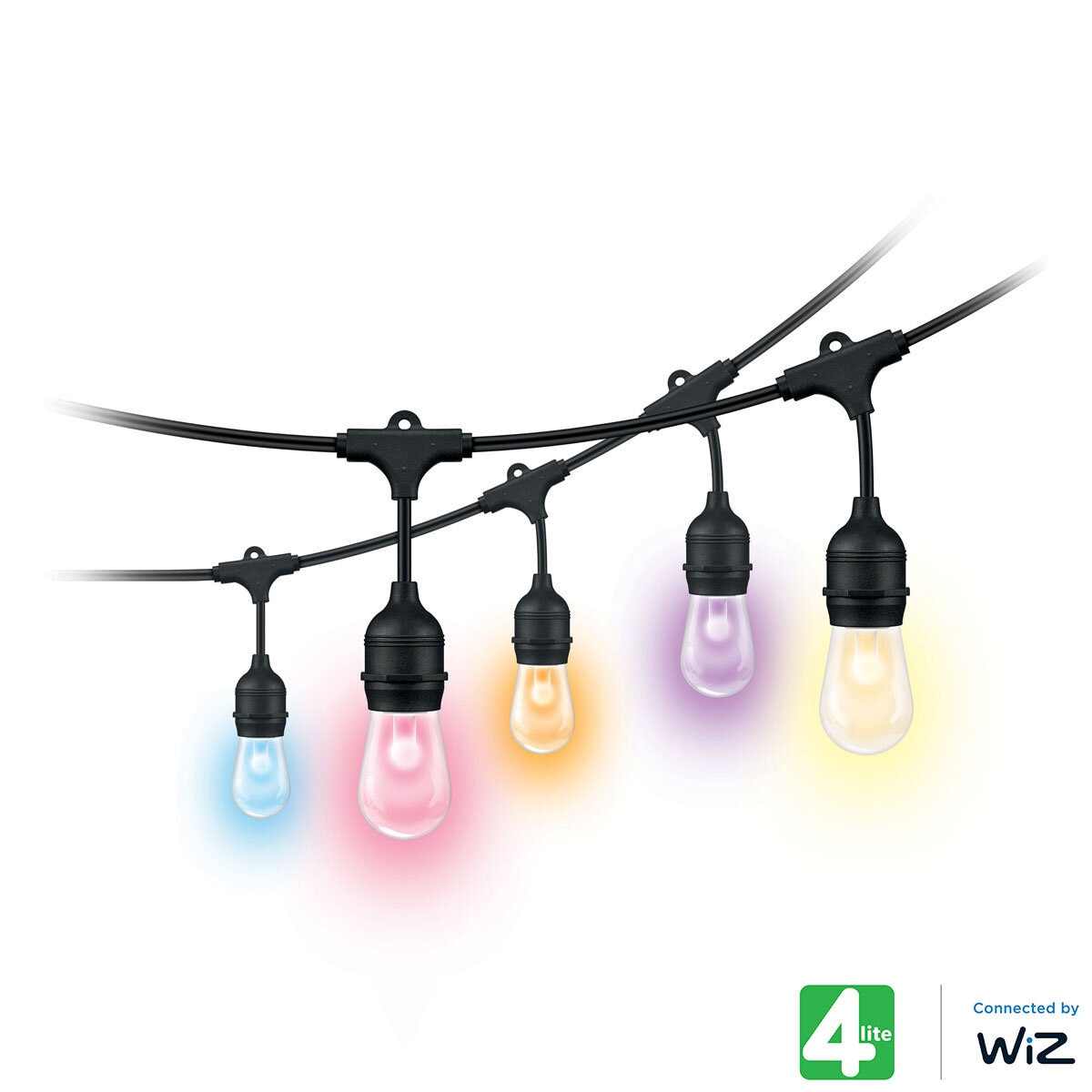 4Lite WiZ 48ft (14.8m) Smart RGBW LED Outdoor Festoon Lights