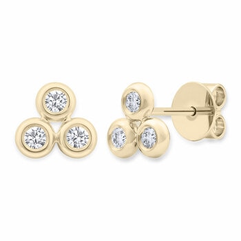 0.25ctw Round Brilliant Cut Diamond Earrings, 18ct Yellow Gold