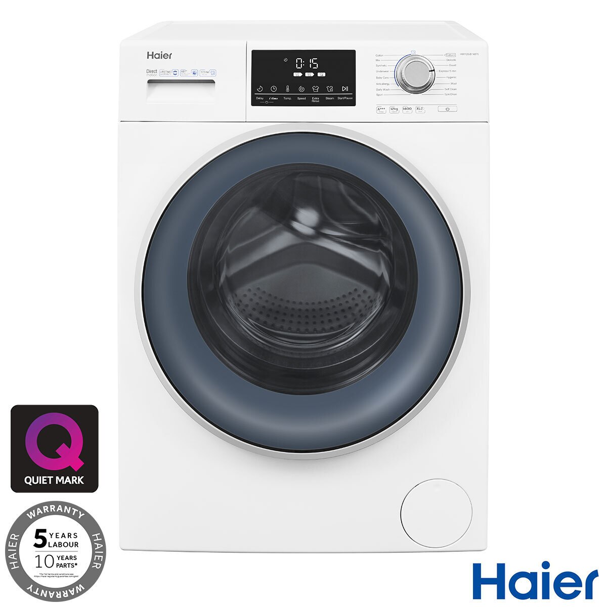 Haier HW120B14876, 12kg, 1400rpm Washing Machine A+++ Rated in White
