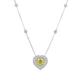 3.91ctw Heart Shape Fancy Intense Yellow Diamond Necklace, 18ct White Gold