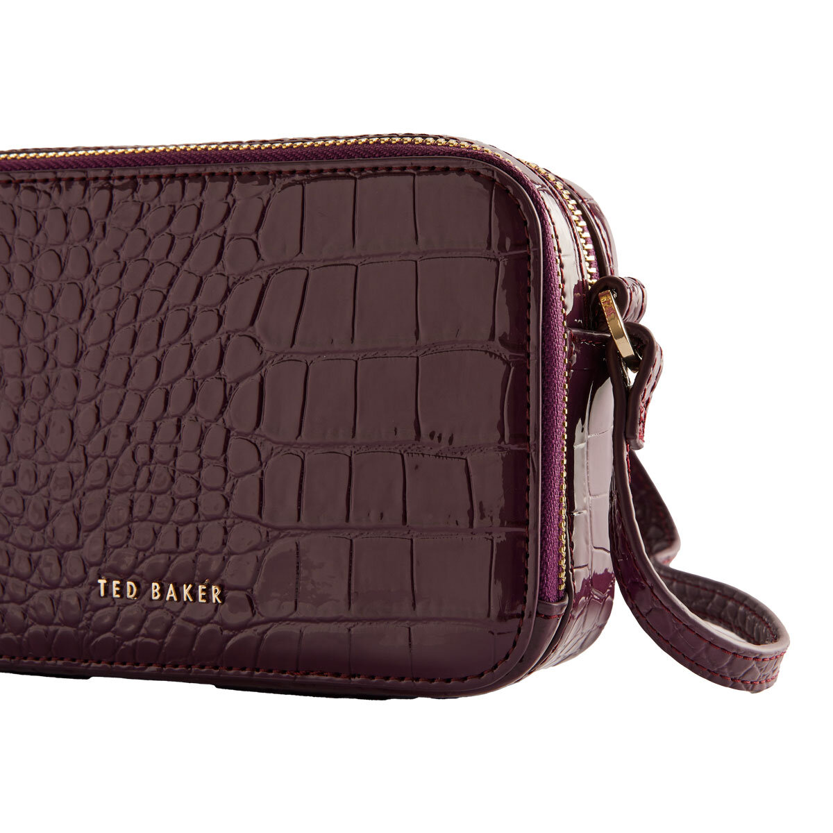 Ted Baker Stina Croc Mini Camera Bag in Maroon