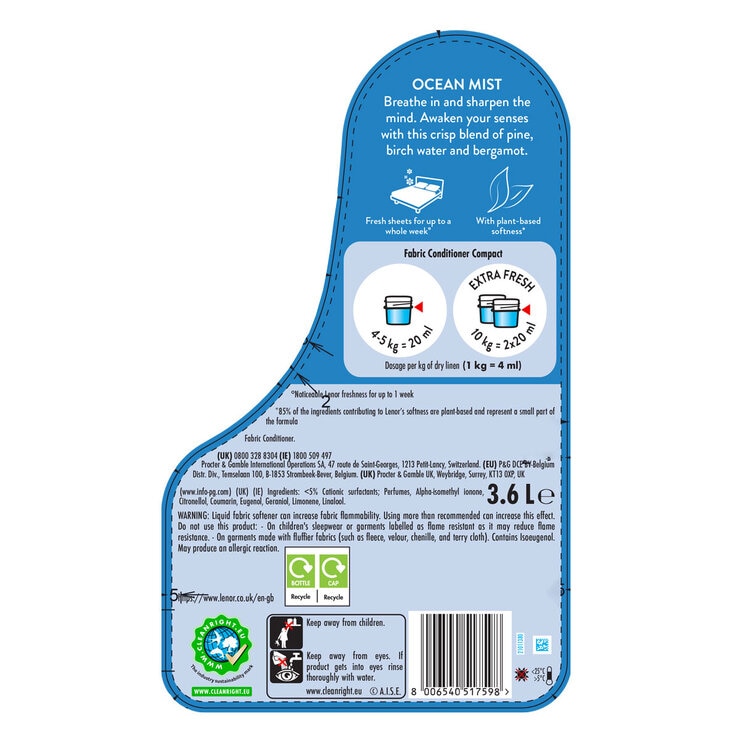 Lenor Fabric Conditioner Ocean Mist, 3.6L (180 Wash) Lenor Fabric Conditioner Ocean Mist, 3.6L (180 Wash)