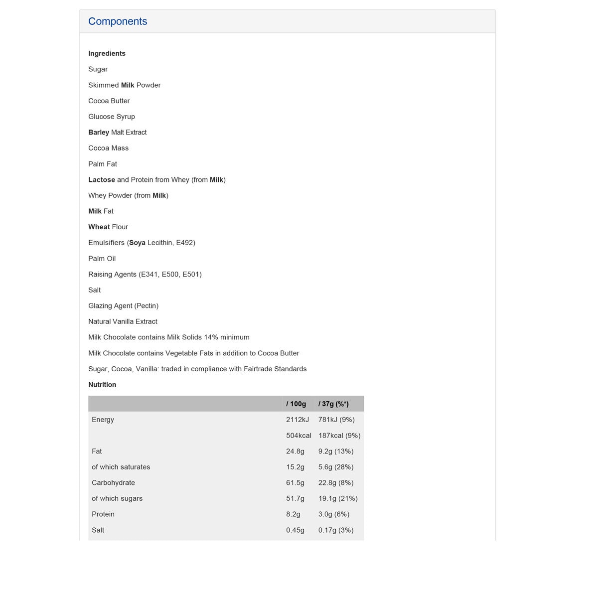 Nutritional Information