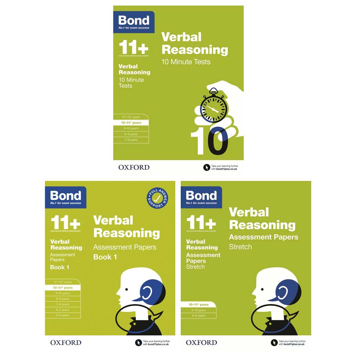 Bond 11+ Verbal Reasoning Assessment Papers 3 Pack, Age 10-11