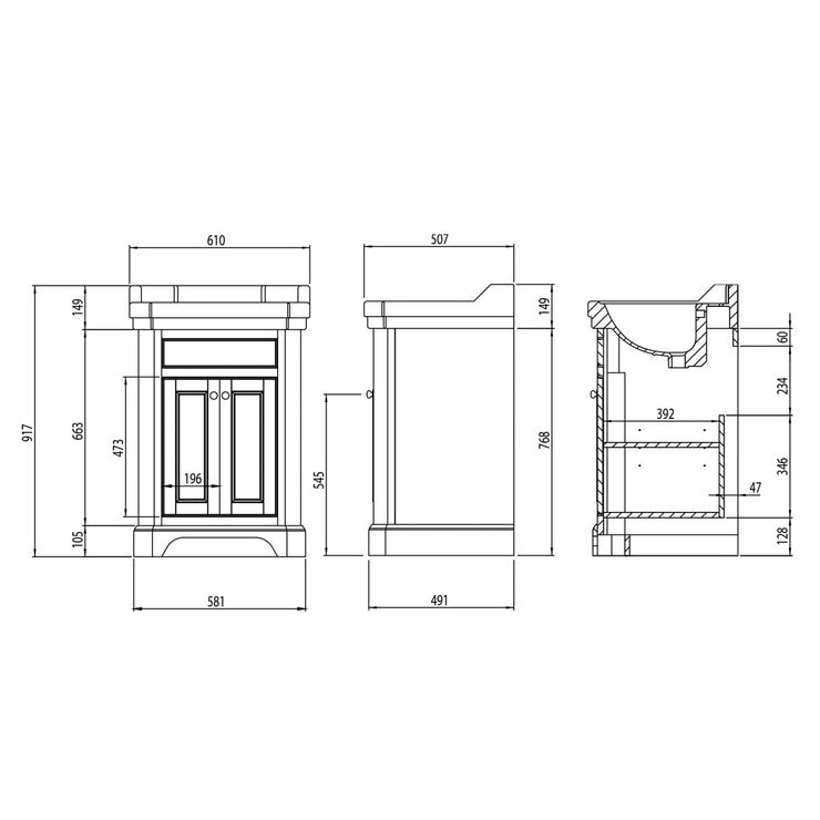 Tavistock Abbot 61.0 cm Floor Mounted Vanity Unit in White
