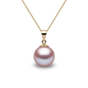 10-10.5mm Cultured Freshwater Pink Pearl Pendant, 18ct Yellow Gold