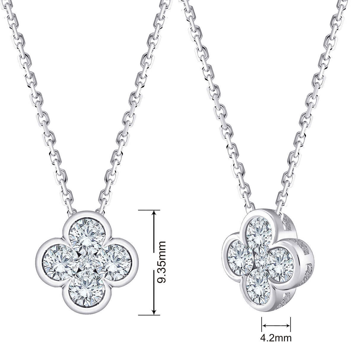 0.50ctw Round Brilliant Cut Diamond Clover Pendant 14ct White Gold