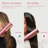 Lifestyle image showing wet to dry styling and dry styling Lifestyle image showing wet to dry styling and dry styling
