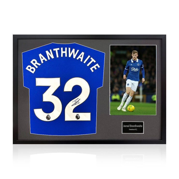 Jarred Brathwaite Signed Framed Everton Football Shirt including 1 Photo in 2 Options: White or Black Mount