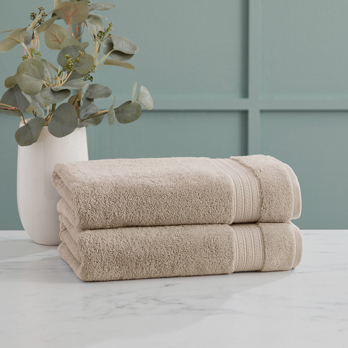 Grandeur 100% Cotton Bath Towels, 2 Pack, in 2 Colours