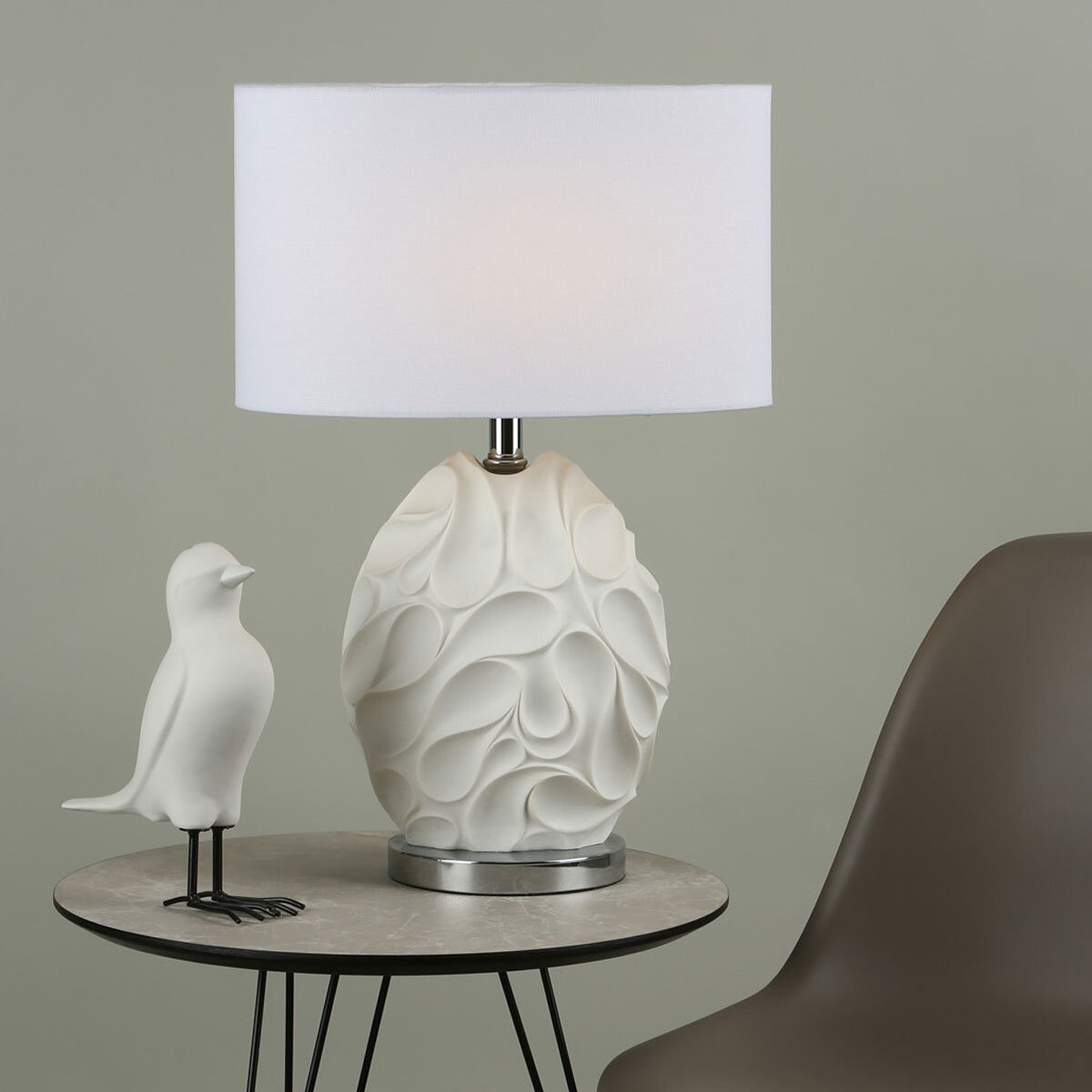 Zachary Oval Table Lamp White With Shade