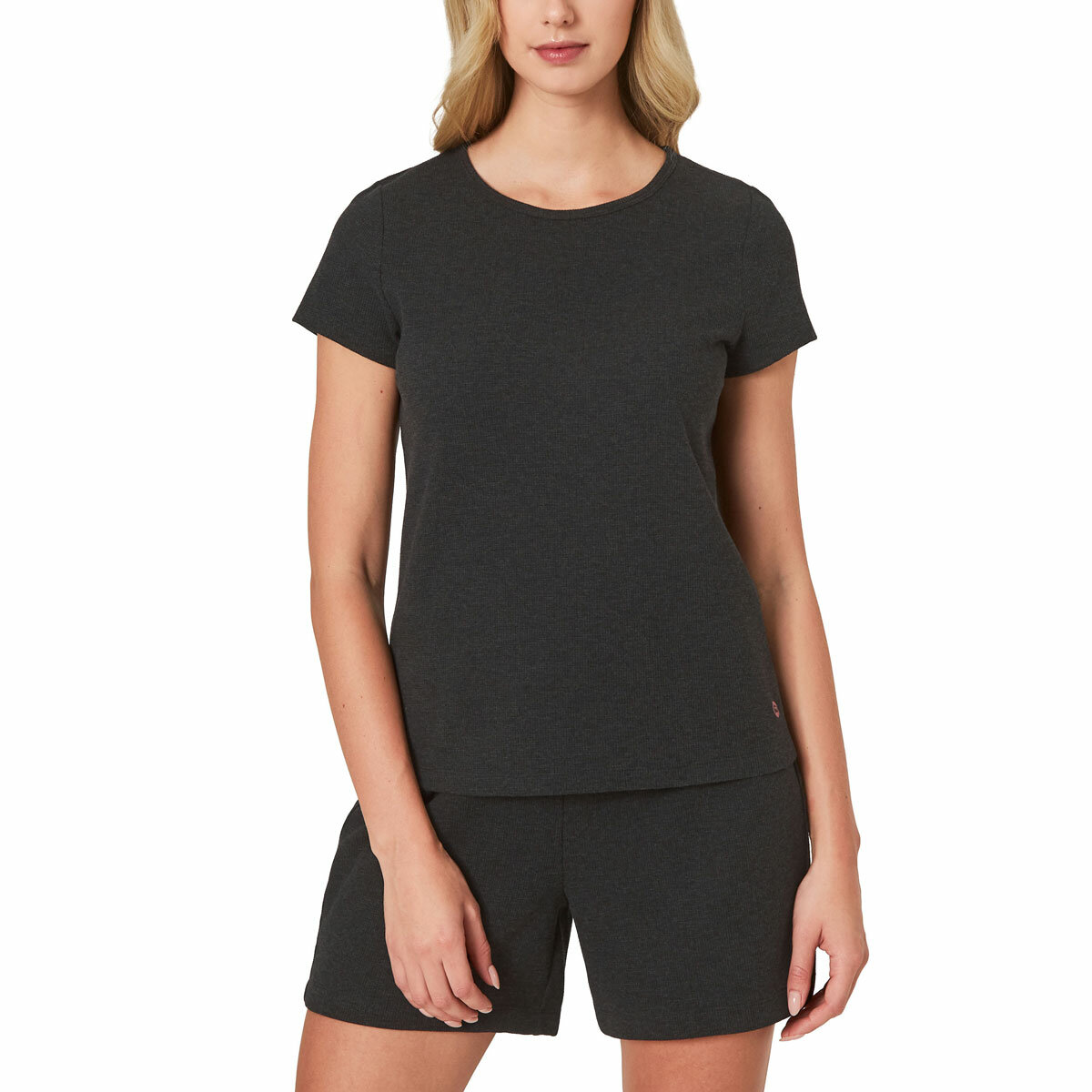 Well + Home Ladies 3 Piece Waffle Lounge Set in Black