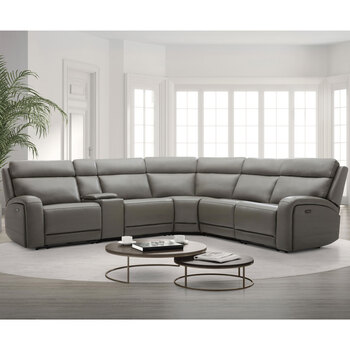 Gilman Creek Paisley Leather Reclining Sectional Sofa with Power Headrests