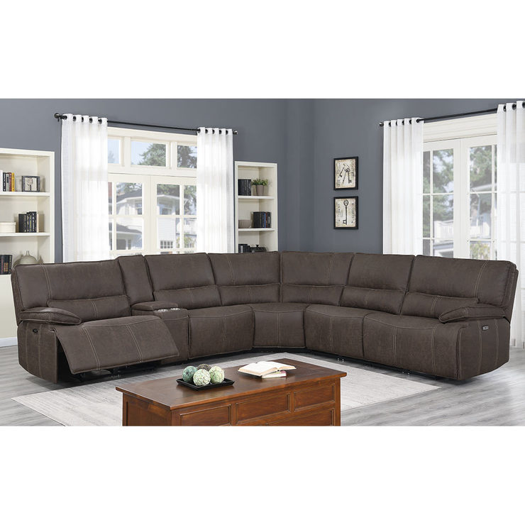 Kuka Parker Fabric Power Reclining Sectional Sofa with Power Headrests