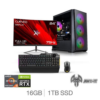 AWD-IT Mesh 5, AMD Ryzen 5, 16GB RAM, 1TB SSD, NVIDIA GeForce RTX 3060, Gaming Desktop PC Bundle