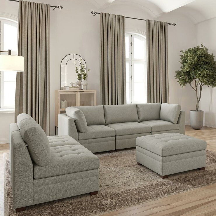 Thomasville Tisdale Beige 6 Piece Modular Fabric Sofa