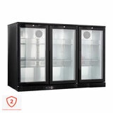 Contender RRG022 320L Commercial Hinged Triple Door Bottle Cooler, C Rated in Black
