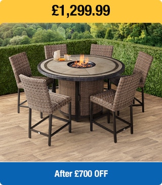 Agio Anderson 7 Piece Wicker High Dining Fire Set