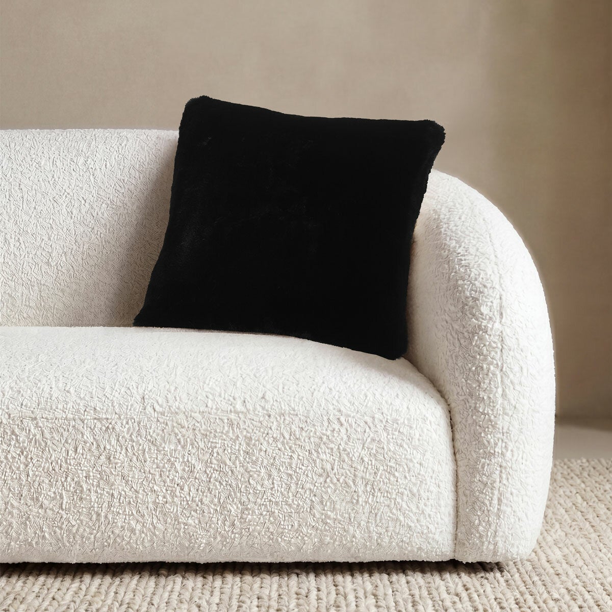 Mon Chateau Black Tweed Faux Fur Cushion, 50 x 50 cm Mon Chateau Black Tweed Faux Fur Cushion, 50 x 50 cm