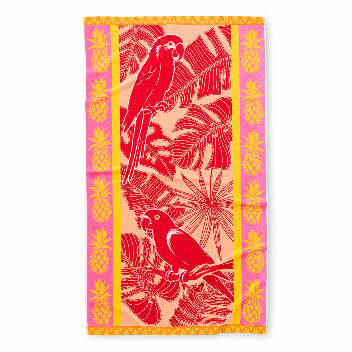 Oversized 100% Cotton Pink Parrot Beach Towel Oversized 100% Cotton Pink Parrot Beach Towel