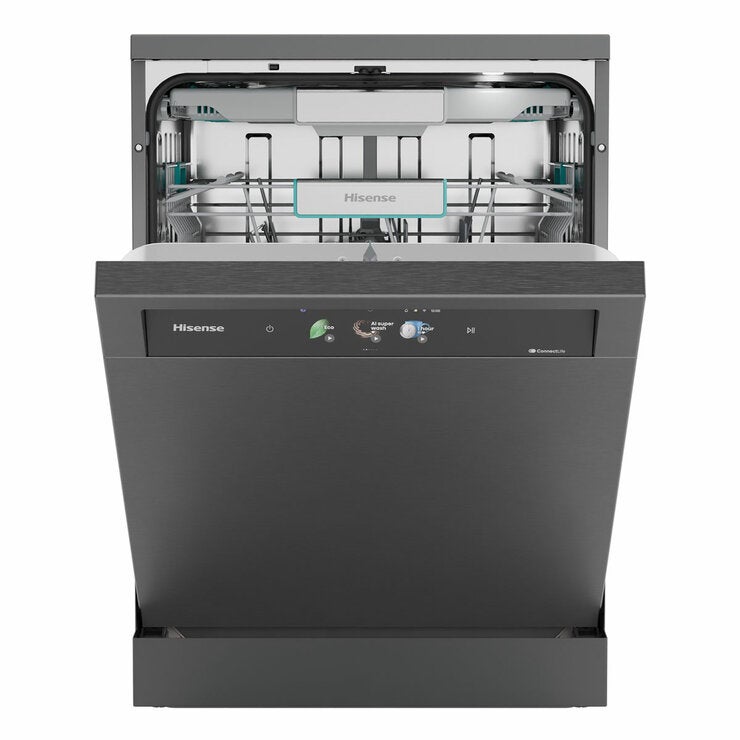 Hisense HS693A90ADBX, 16 Place Setting, Freestanding Dishwasher, A Rated in Silver Hisense HS693A90ADBX, 16 Place Setting, Freestanding Dishwasher, A Rated in Silver