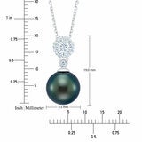 9-10mm Tahitian Pearl & 0.30ct Diamond Pendant, 14ct White Gold 9-10mm Tahitian Pearl & 0.30ct Diamond Pendant, 14ct White Gold