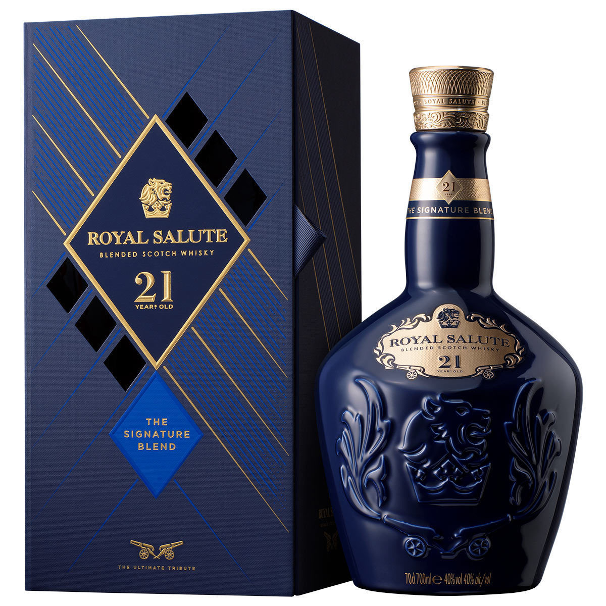 Royal Salute 21 Year Old Whisky, 70cl in Sapphire Flagon Separate From Packaging Open