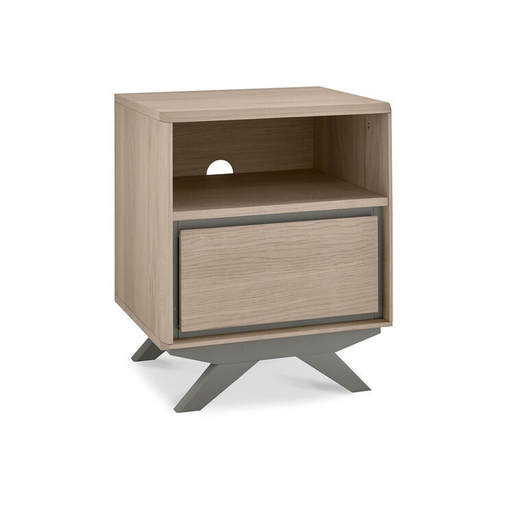 Bentley Designs Brunel Scandi Oak & Dark Grey One Drawer Nightstand, 2 Pack, Front View Bentley Designs Brunel Scandi Oak & Dark Grey One Drawer Nightstand, 2 Pack, Front View