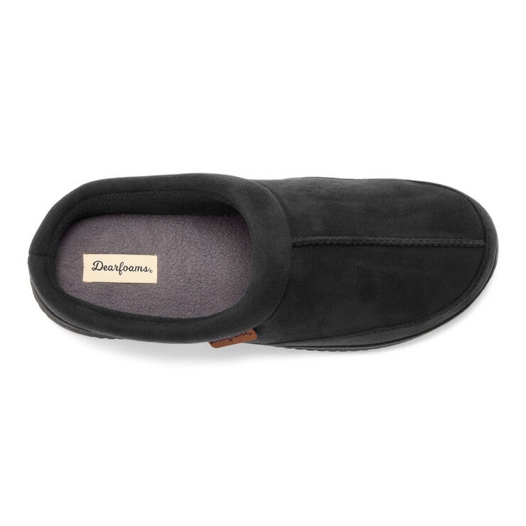 Dearfoam Memory Foam Men's Clog Slippers in Black