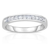 0.50ctw Princess Cut Diamond Half Eternity Ring, 18ct White Gold