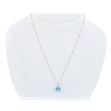 Round Cut Blue Topaz 0.10ctw Diamond Pendant, 14ct White Gold