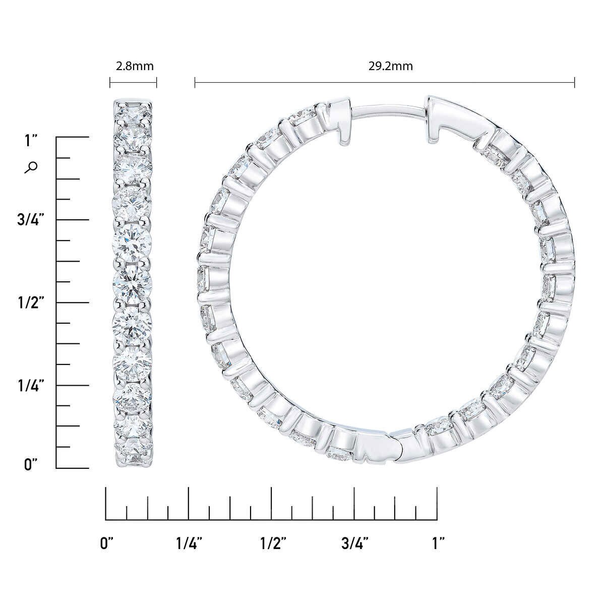 4.00ctw Diamond Hoop Earrings, 14ct White Gold