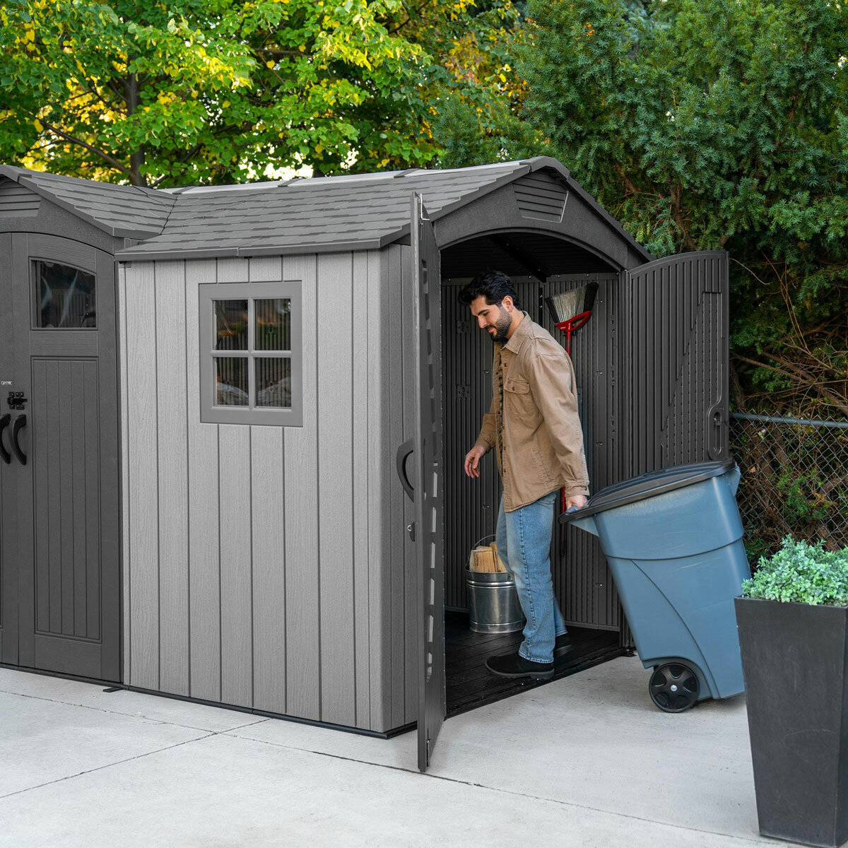 Lifetime 16.5ft x 7ft (4.9 x 2m) Dual Entry Outdoor Storage Shed - Model 60525