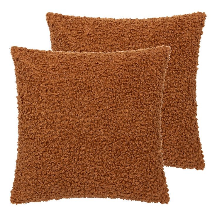 Furn Cabu Reversible Boucle Cushion 2 Pack in Rust, 45 x 45 cm