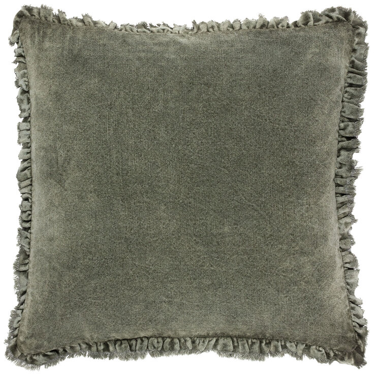 Furn Bertie Velvet Feather Fill Cushion 2 Pack in Moss, 45 x 45 cm